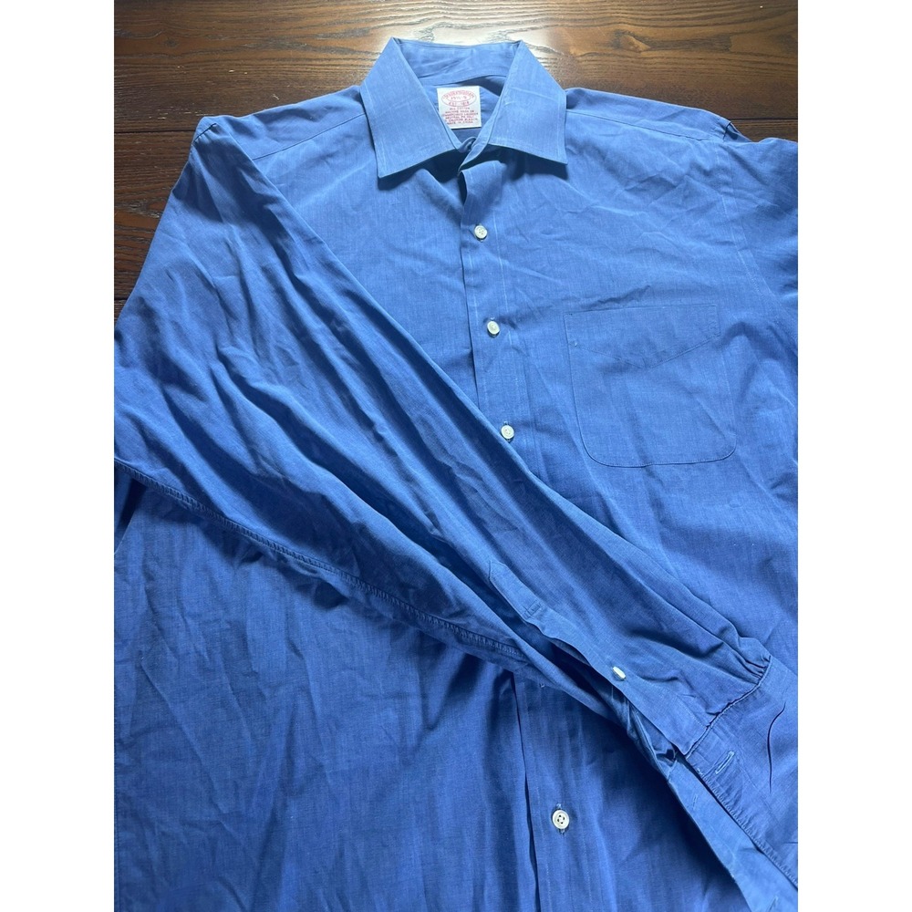 Brooks Brothers 1818 Regent Dress Shirt Blue Mens 15.5-5 Non-Iron All Cotton